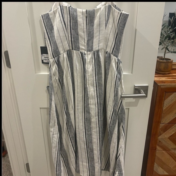 Reformation Louisiana Stripe Lace-up Midi Dress NWT Size 8 - Picture 4 of 7